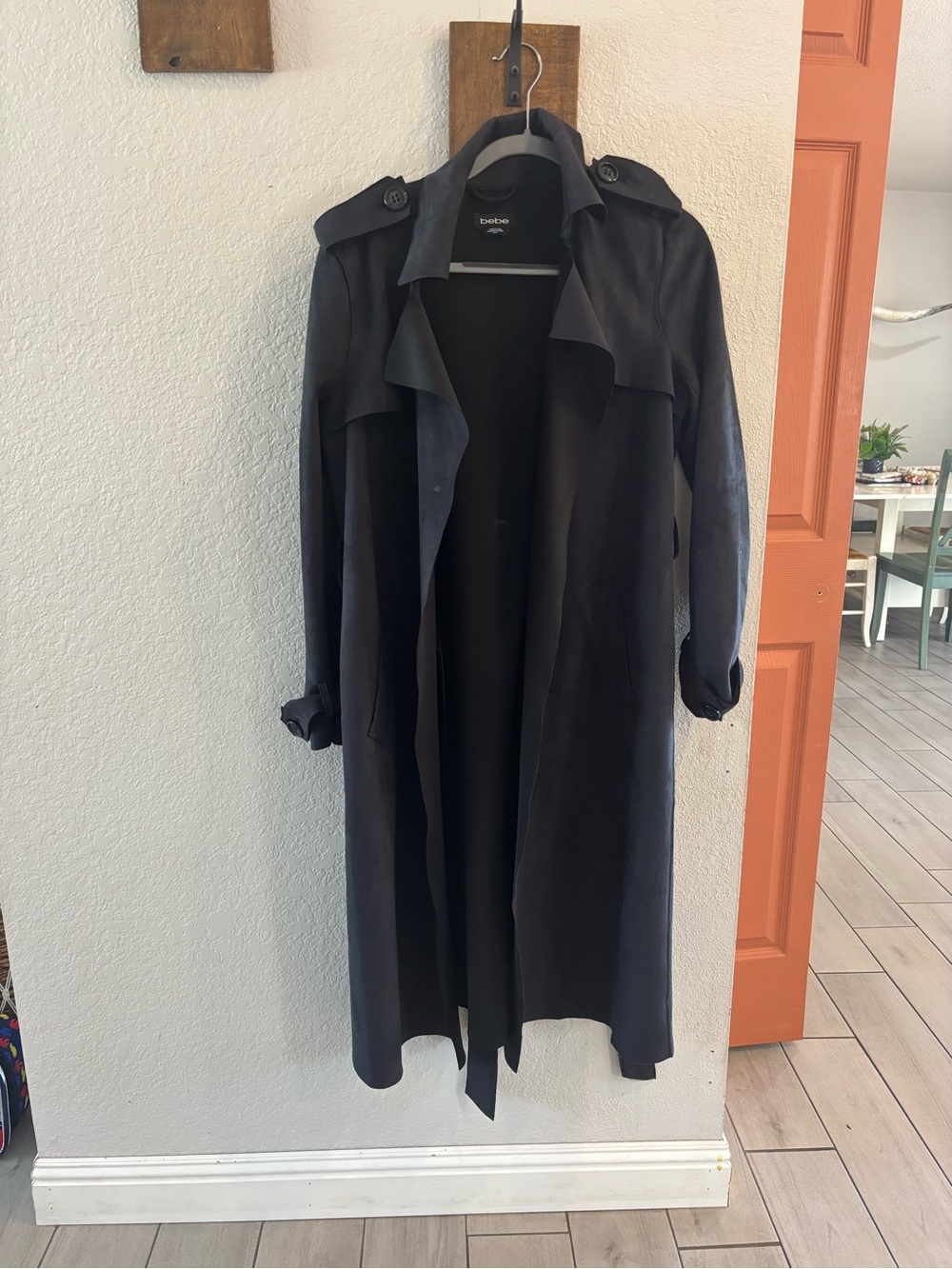 bebe Black Long Trench Coat